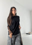 LACE-SLEEVE t-shirt BLACK